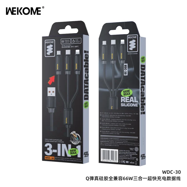 كابل شحن WEKOME WDC-30 3-IN-1