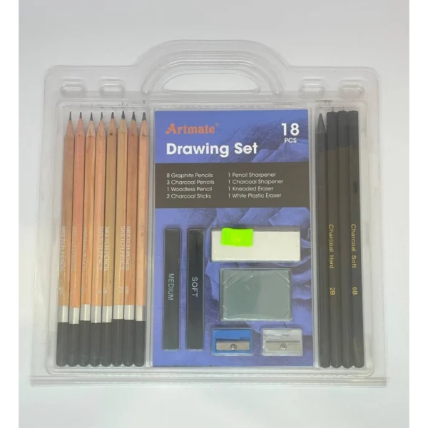 سيت اقلام فحم مع مدعكة ومساحة ARTMATE
