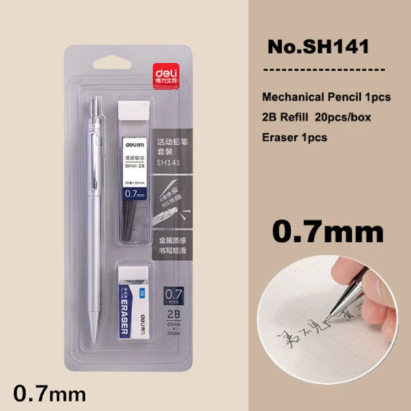 قلم ميكانيك 0.7 + مساحة + لب DELI